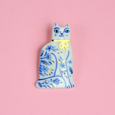 Delft Cat Pin Brooch