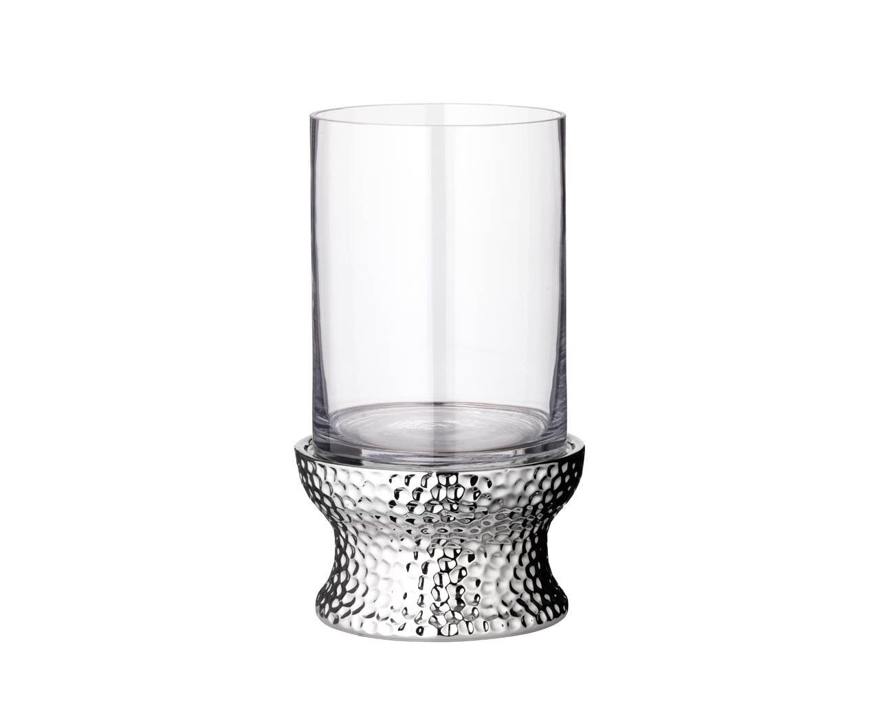 Lantern candle glass Estepona, glass and nickel-plated, height 30 cm