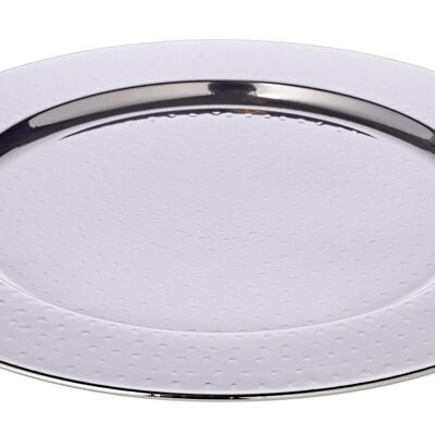 Underplate serving plate Eron, hammered high-grade steel, high-gloss polished, diameter 35 cm