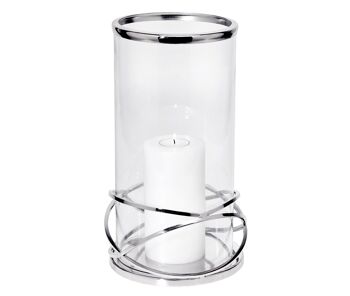 Lanterne de colline, acier inoxydable nickelé, avec verre, hauteur 32 cm, diamètre 17 cm 1