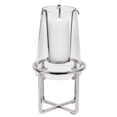 Moll lantern, nickel-plated stainless steel, with glass, height 30 cm, diameter 15 cm