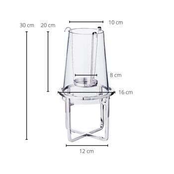 Lanterne Moll, acier inoxydable nickelé, avec verre, hauteur 30 cm, diamètre 15 cm 3