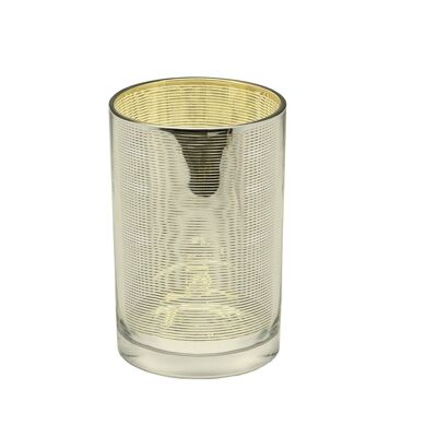 Teelichtglas Teelichthalter Teelicht Hauke, Glas, außen silber, innen gold, Höhe 18 cm