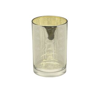 Photophore en verre Photophore Tealight Hauke, verre, extérieur argenté, intérieur or, hauteur 18 cm 1