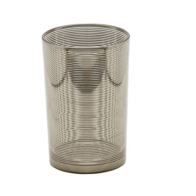 Photophore en verre Tealight Hauke, verre, argent, hauteur 18 cm