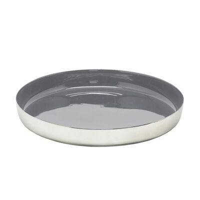 Tray Serving tray Clemens, nickel-plated aluminum, painted gray inside, diameter 30 cm