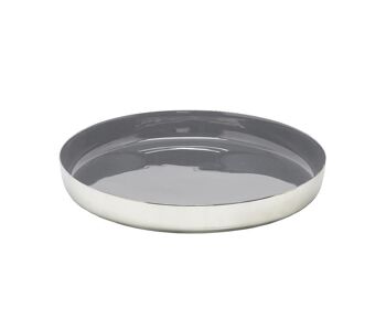 Plateau Plateau de service Clemens, aluminium nickelé, intérieur peint gris, diamètre 30 cm 1