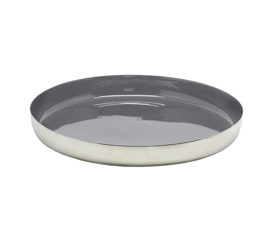 Tray Serving tray Clemens, nickel-plated aluminum, painted gray inside, diameter 40 cm
