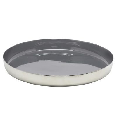 Tray Serving tray Clemens, nickel-plated aluminum, painted gray inside, diameter 40 cm