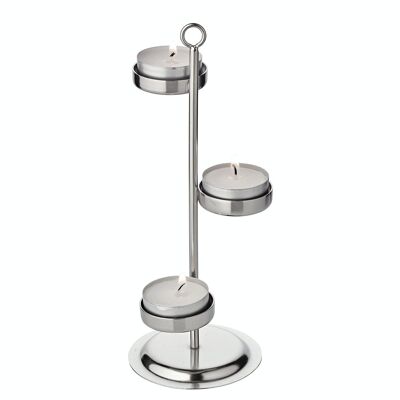 Denver tealight holder, stainless steel, shiny nickel-plated, H 21 cm, insert for lanterns and lanterns