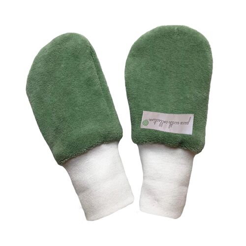 Organic Mittens - Green (pack of 2 pairs) - (with thumbs)