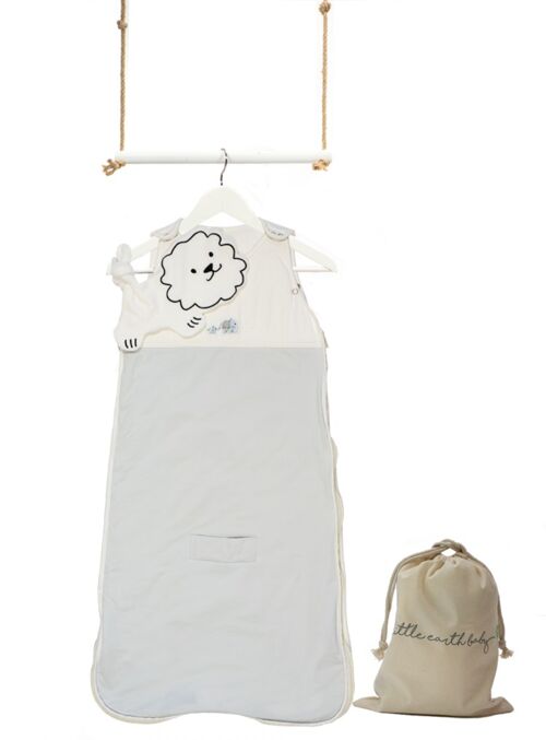 All-season bamboo sleeping bag - embroidered - Dawn grey with elephant