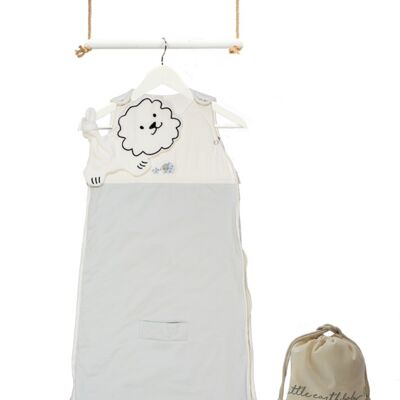 All-season bamboo sleeping bag - embroidered - Dawn grey with elephant