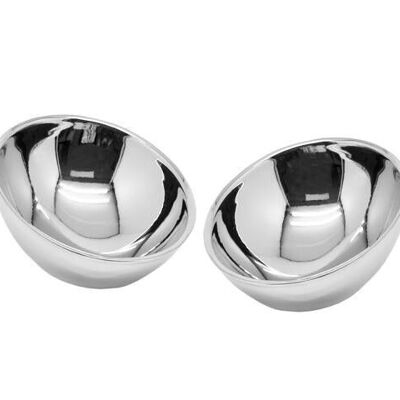 Set of 2 bowls Asti, high-gloss polished stainless steel, diameter 10 cm, height 5 to 8 cm