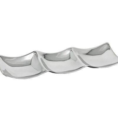 Bowl Fari snack bowl, 3 compartments, high-gloss polished stainless steel, 39 x 14 cm