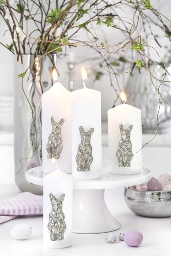 Lot de 4 épingles à bougie décoration Pâques lapin, aluminium, hauteur 5 cm 3