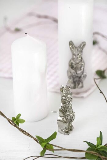 Lot de 4 épingles à bougie décoration Pâques lapin, aluminium, hauteur 5 cm 4