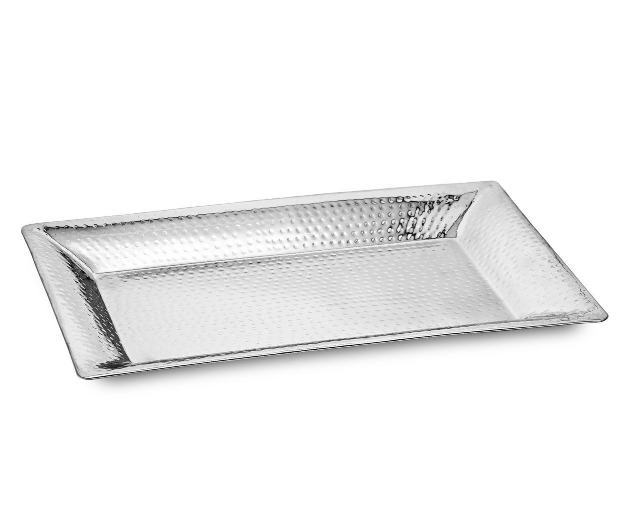 SALE Tablett Serviertablett Detroit, rechteckig, Edelstahl gehämmert hochglanzpoliert, 56 x 33 cm