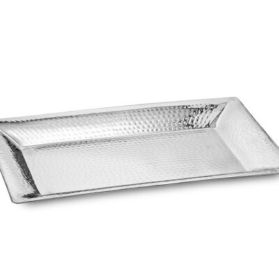 SALE tray serving tray Detroit, rectangular, stainless steel hammered high gloss polished, 56 x 33 cm