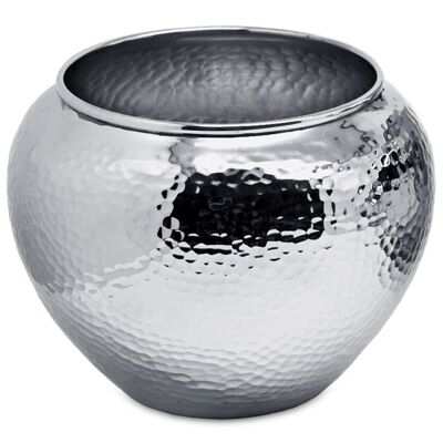 Flower pot Julia, stainless steel, shiny nickel-plated, height 12 cm, diameter 15 cm, opening ø 11 cm