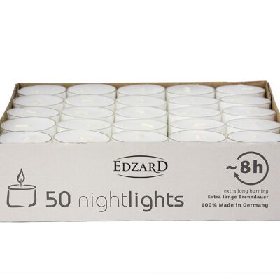 50 pezzi WENZEL Nightlights candele tealight tealights, bianco, copertura trasparente, durata di circa 8 h