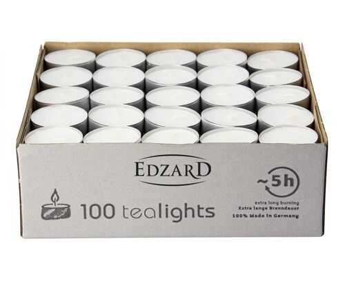 100 Stück WENZEL Tealights Teelichtkerzen Teelichter, weiß, Aluminiumhülle, ohne Duft