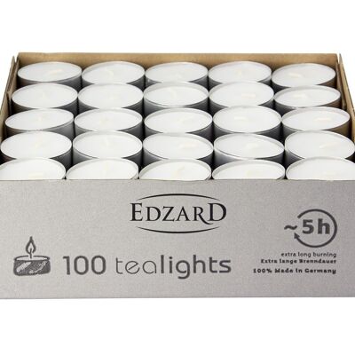 100 Stück WENZEL Tealights Teelichtkerzen Teelichter, weiß, Aluminiumhülle, ohne Duft