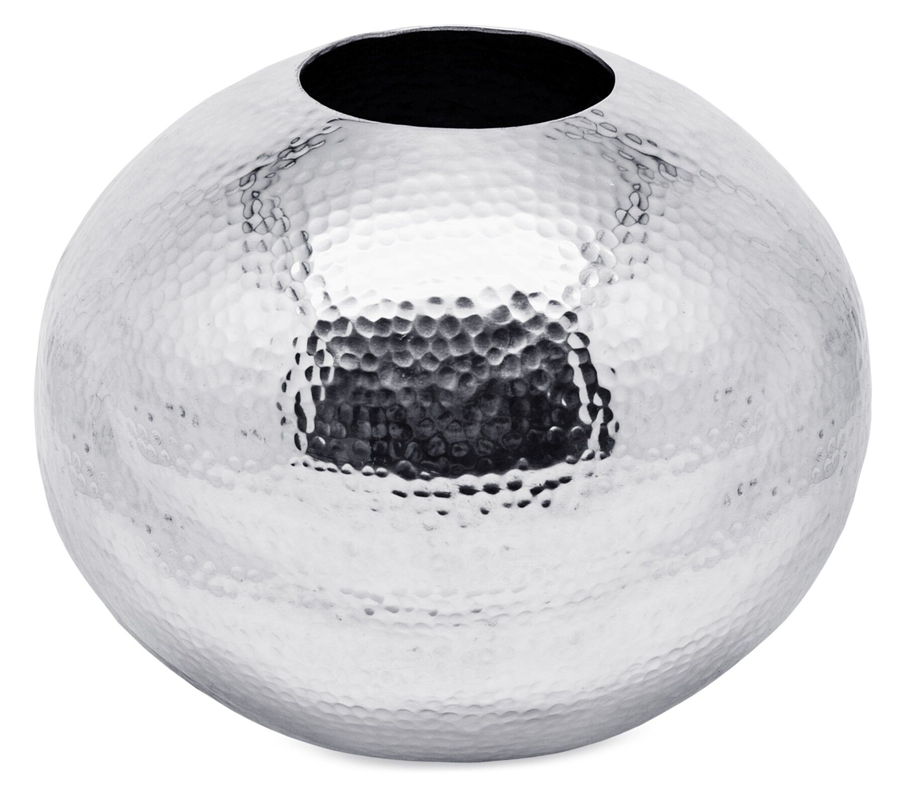 SALE Vase Dekovase Arvada, Aluminium vernickelt, gehämmert, Höhe 30 cm, Durchmesser 30 cm