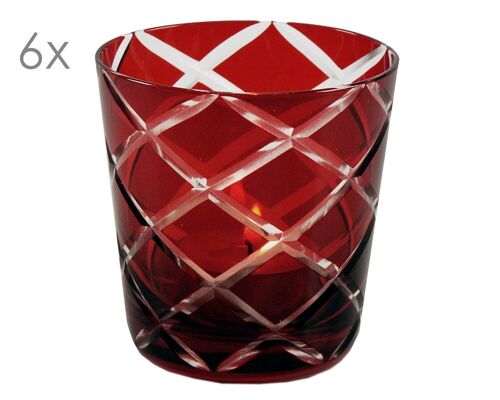 6er Set Kristallgläser Dio, rot, handgeschliffenes Glas , Höhe 8 cm, Füllmenge 0,14 Liter