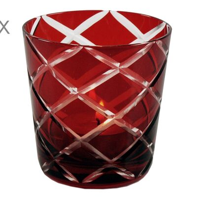 Set de 6 vasos de cristal Dio, rojo, cristal tallado a mano, altura 8 cm, capacidad 0,14 litros