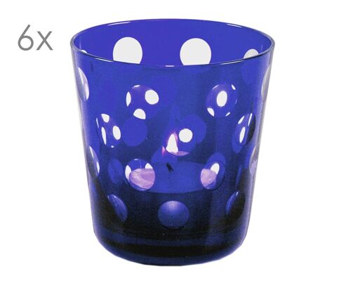 6er Set Kristallgläser Bob, blau, handgeschliffenes Glas , Höhe 8 cm, Füllmenge 0,14 Liter