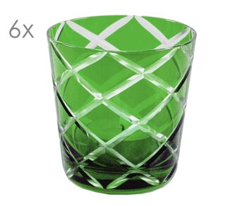 Set de 6 verres en cristal Dio, vert, verre taillé à la main, hauteur 8 cm, capacité 0,14 litre 1