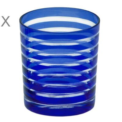 Ensemble de 4 verres en cristal Nelson, bleu, verre taillé à la main, hauteur 9 cm, capacité 0,25 litre