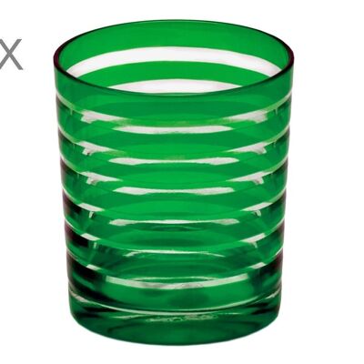 Ensemble de 4 verres en cristal Nelson, vert, verre taillé à la main, hauteur 9 cm, capacité 0,25 litre