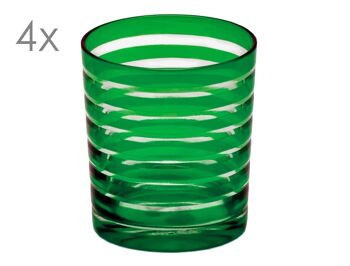 Ensemble de 4 verres en cristal Nelson, vert, verre taillé à la main, hauteur 9 cm, capacité 0,25 litre 1