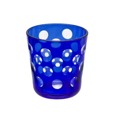 Verre en cristal / photophore Bob, bleu, verre taillé à la main, hauteur 8 cm, capacité 0,14 litre