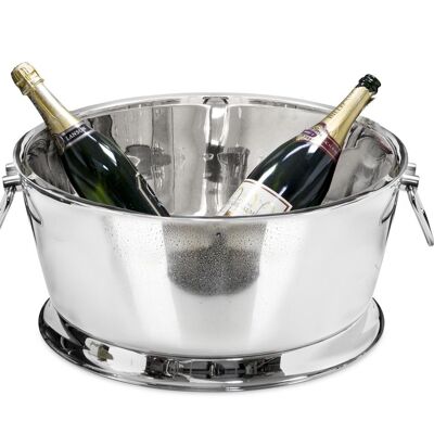 Michigan champagne cooler with handles, high-gloss polished stainless steel, double-walled, ø 53 cm, H 24 cm