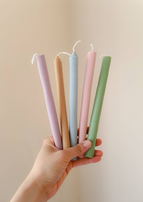 Beeswax Pastel Candles Set of 5