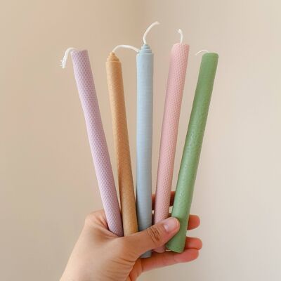 Beeswax Pastel Candles Set of 5