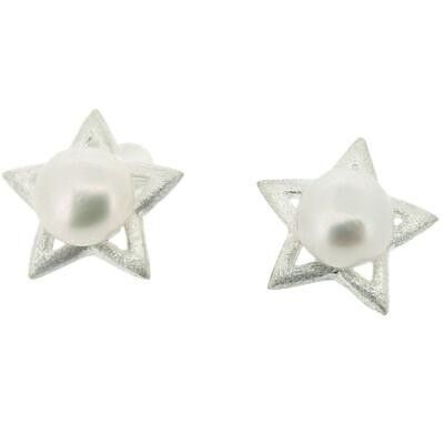 Kitten Star Stud Earrings with Pearls and Presentation Box