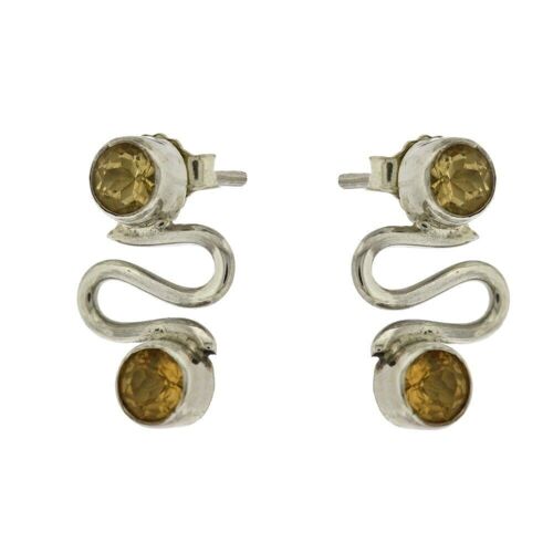 Citrine Faceted Wiggle Stud Earrings with Presentation Box