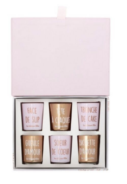 Coffret 6 bougies "mots doux"