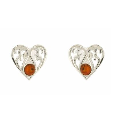 Boucles d'oreilles et boîte de présentation en ambre orange Burning Love