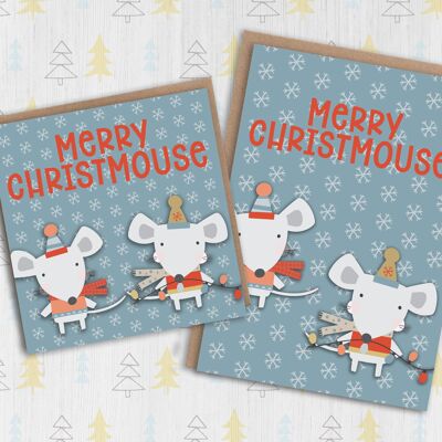 Maus, Mäuse Weihnachten, Weihnachtskarte: Merry Christmouse
