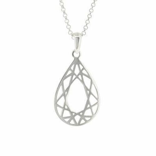 Geometric Diamond Pear Pendant with 18" Trace Chain and Presentation Box