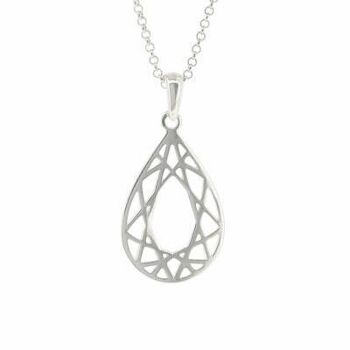 Pendentif poire diamant géométrique avec chaîne de 18" et boîte de présentation 1