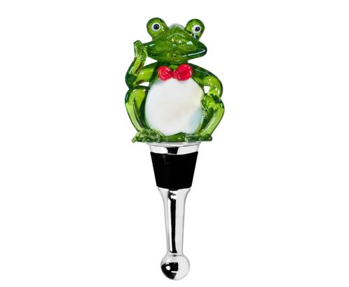 Flaschenverschluss Frosch für Champagner, Wein und Sekt, Höhe 11 cm, Muranoglas-Art, Handarbeit