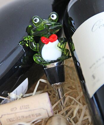 Bouchon de bouteille grenouille pour champagne, vin et vin mousseux, hauteur 11 cm, type verre de Murano, fait main 2