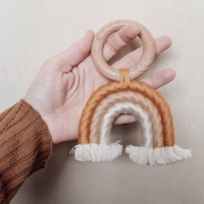 Rainbow Macramé With Wooden Ring - Honey__default