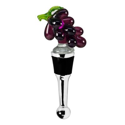 Bottle stopper grapes for champagne, wine and sparkling wine, height 11 cm, Murano glass type, handmade